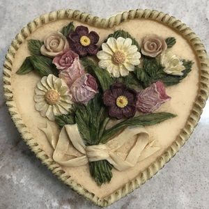 Gorgeous carved flower heart “box,” 3.5”x 3.5”